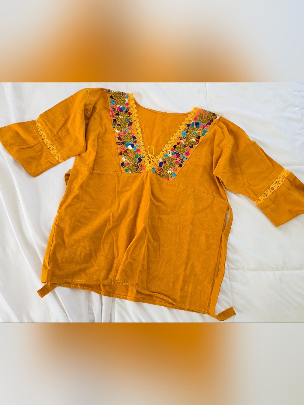Mustard Embroidered Top